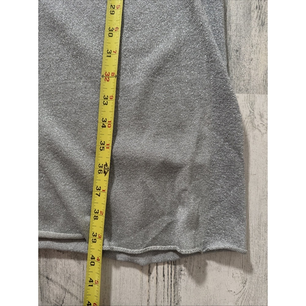 YaYa Gray Silver Metallic Razor Back Midi Dress - Size Small - Picture 7 of 7